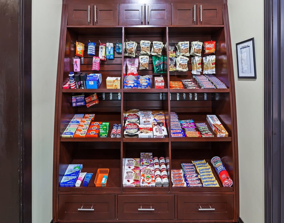 Purchase a snack at the on-site pantry.
