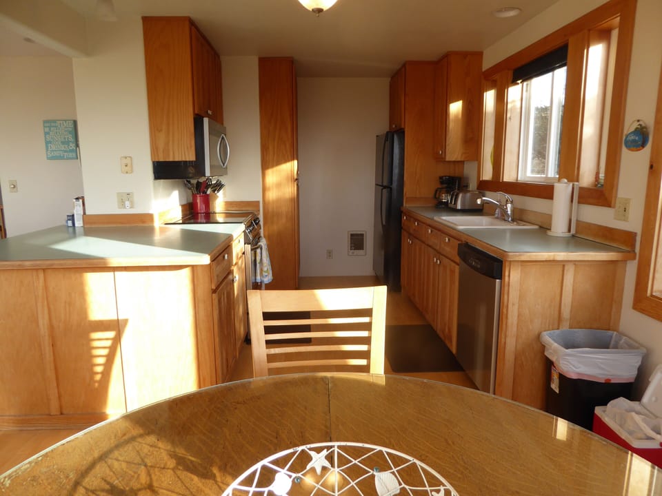 Looking back toward our functional  kitchen.