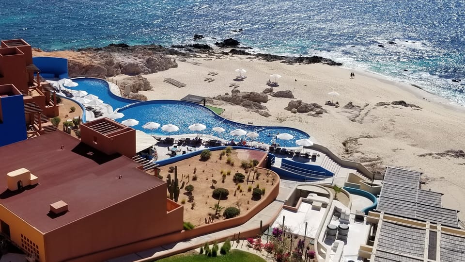 Club Regina pool C and beachfront view from Westin hotel tower