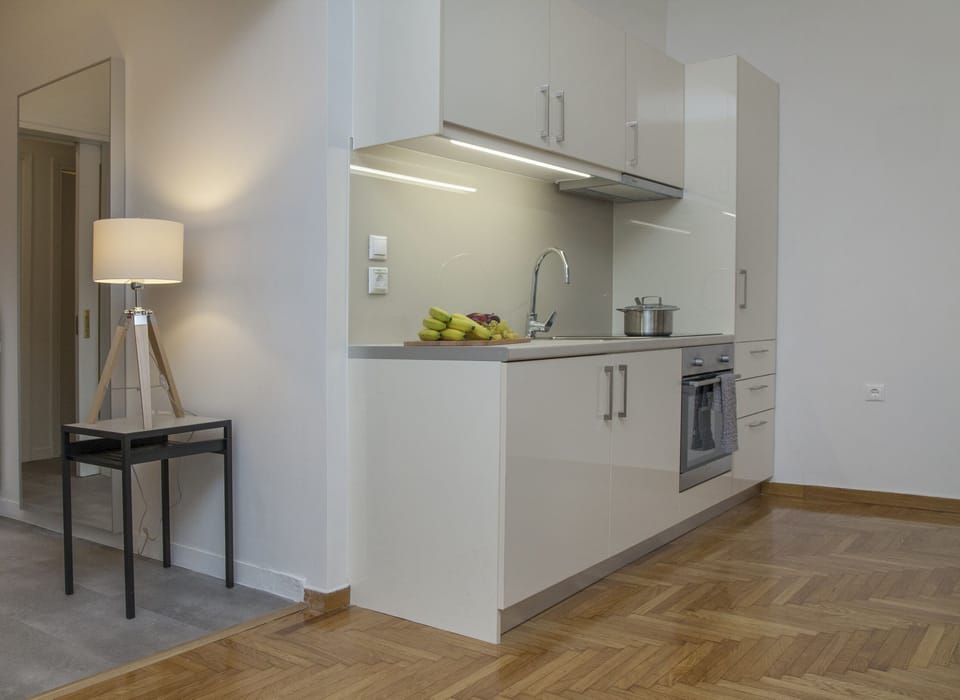 The open plan kitchen