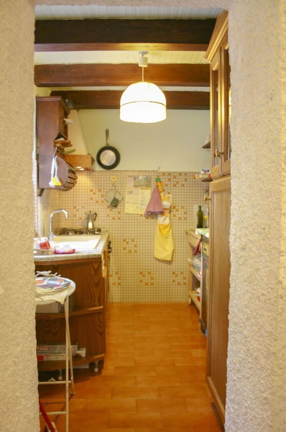 Wood, Interior Design, Flooring, Floor, Ceiling, Room, Light Fixture, Countertop, Wood Stain, Cabinetry