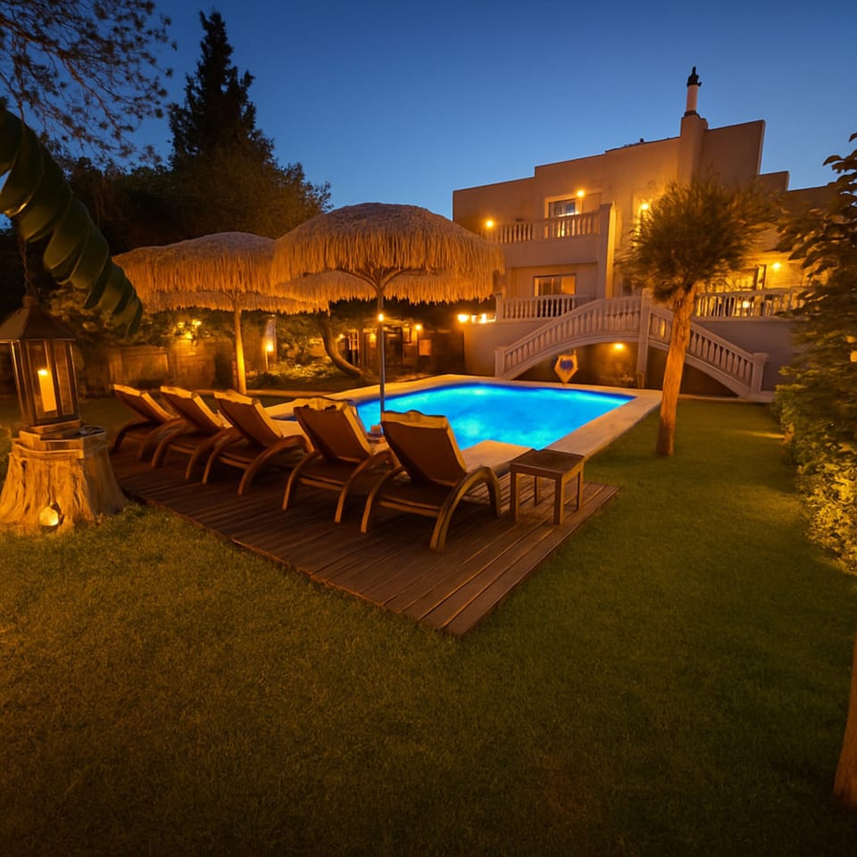Swimming pool at night