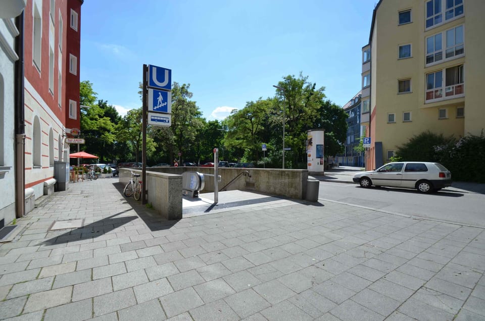 Metro station in front of the door