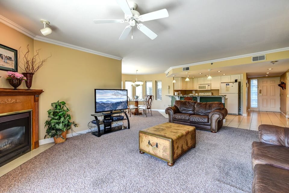 Living Room w. Electric Fireplace, TV, Sleeper Sofa