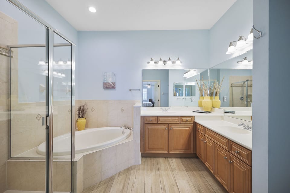 Primary Bathroom - Dual Vanity, Walk-In Shower + Soaking Tub