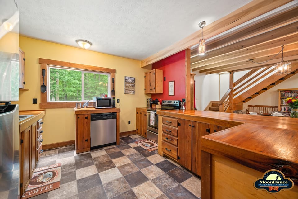 Large rustic kitchen with modern appliances