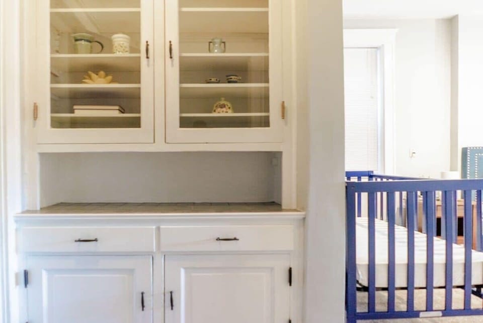 Bedroom three is perfect for families with a king bed and a crib for the little one