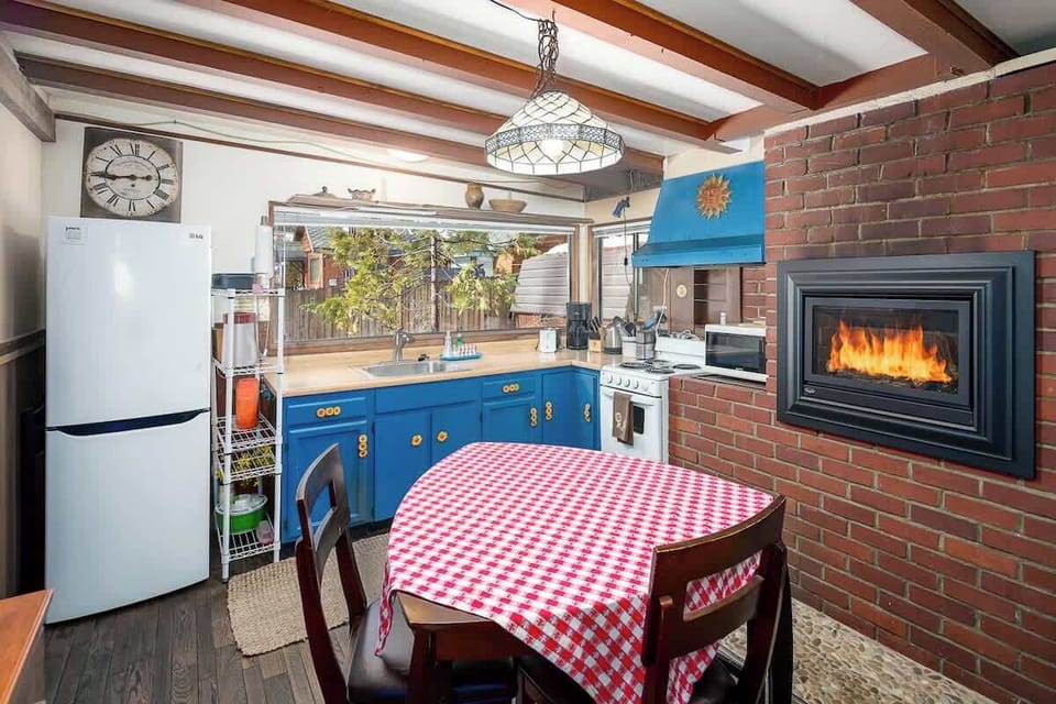 Kitchen with Gas Fireplace