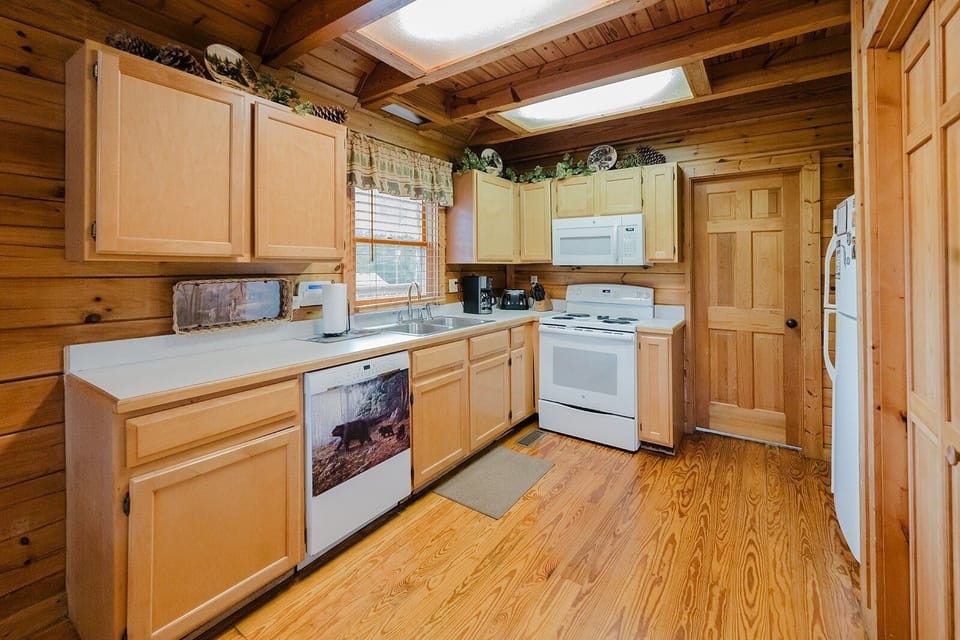 Indoors, Hardwood, Stained Wood, Kitchen, Floor