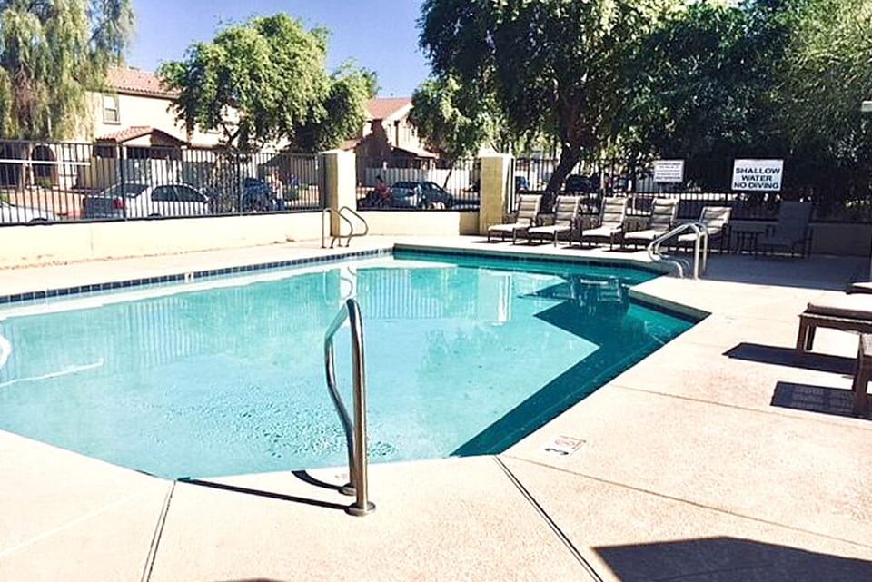 Relax poolside, enjoy the convenience of the on-site bathroom and nearby park!
