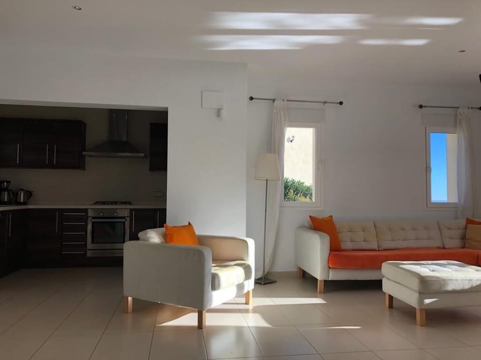 Living room and kitchen area
