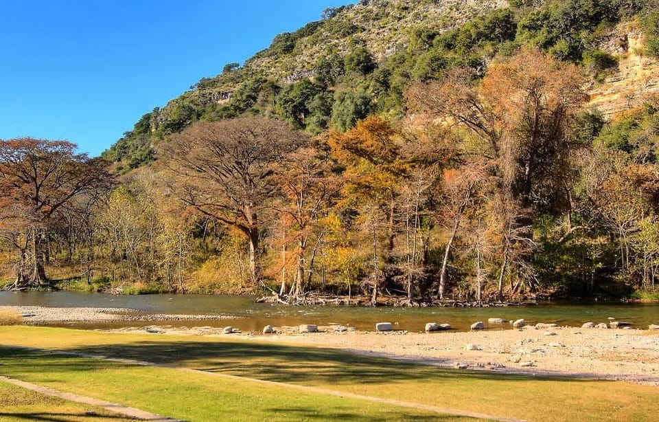 300 feet of waterfront river access on a pebble beach.