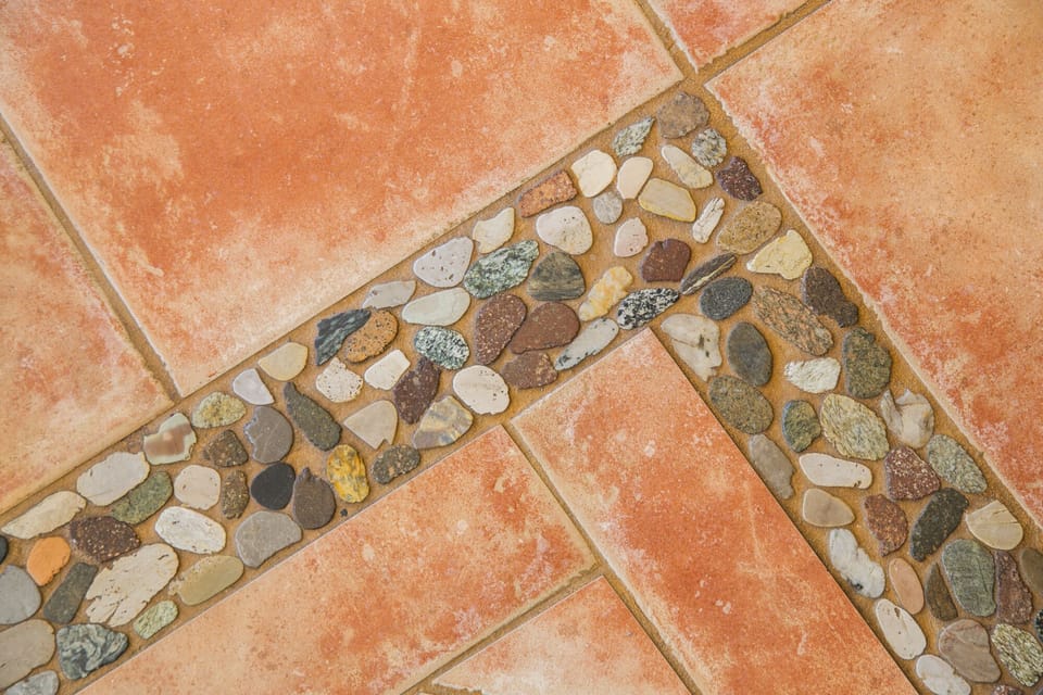 Kitchen tile- hand picked rocks
