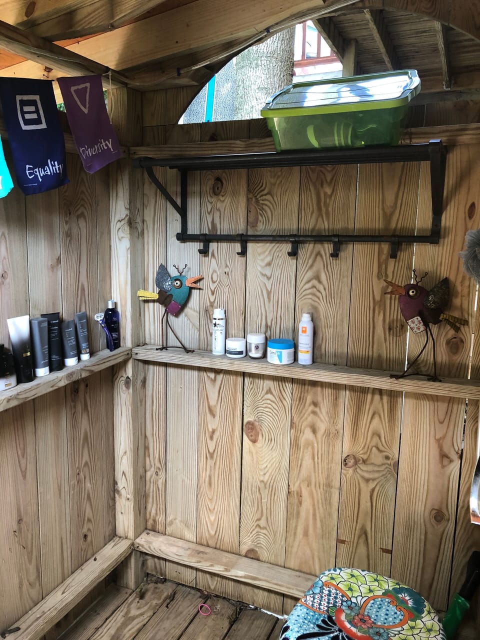 Interior of outdoor shower