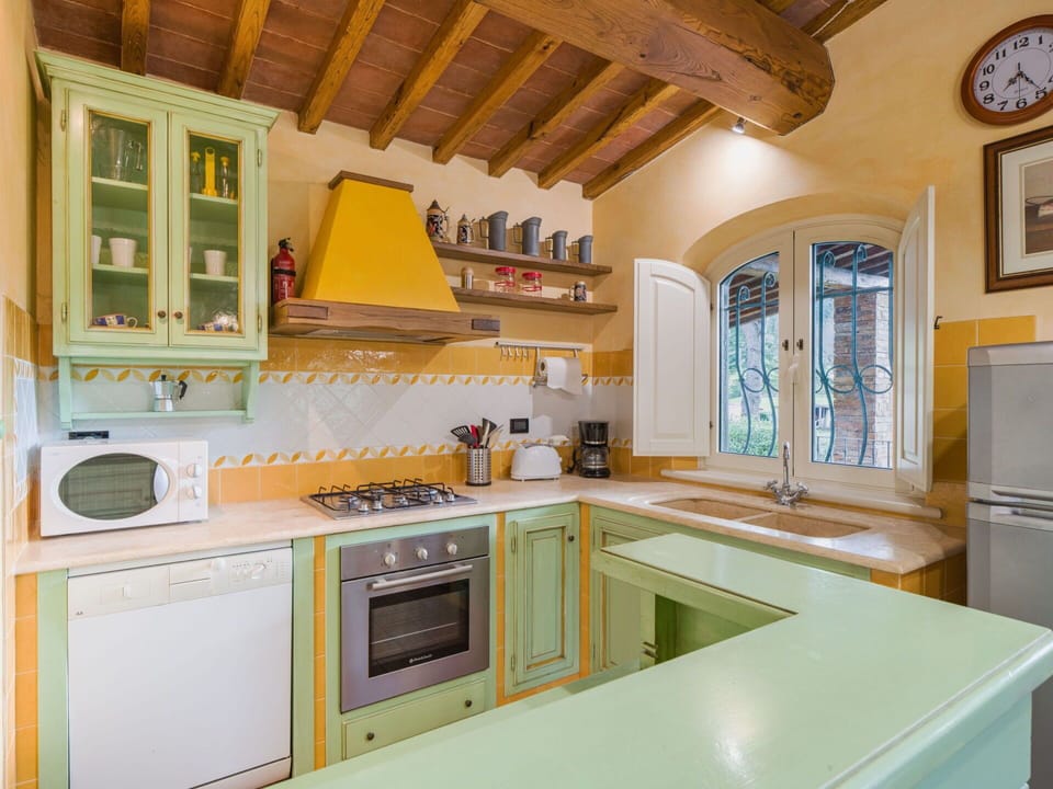 Kitchen, Interior Design, Furniture, Kitchen Appliance, Countertop, Flooring, Major Appliance, Wood, Cabinetry, Ceiling