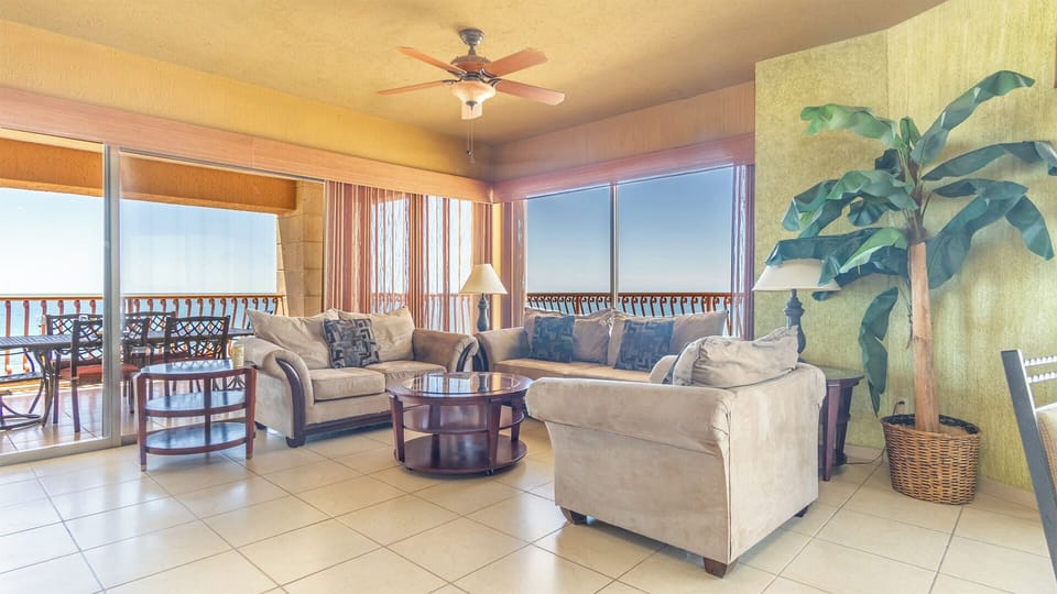 The living room is spacious and open.