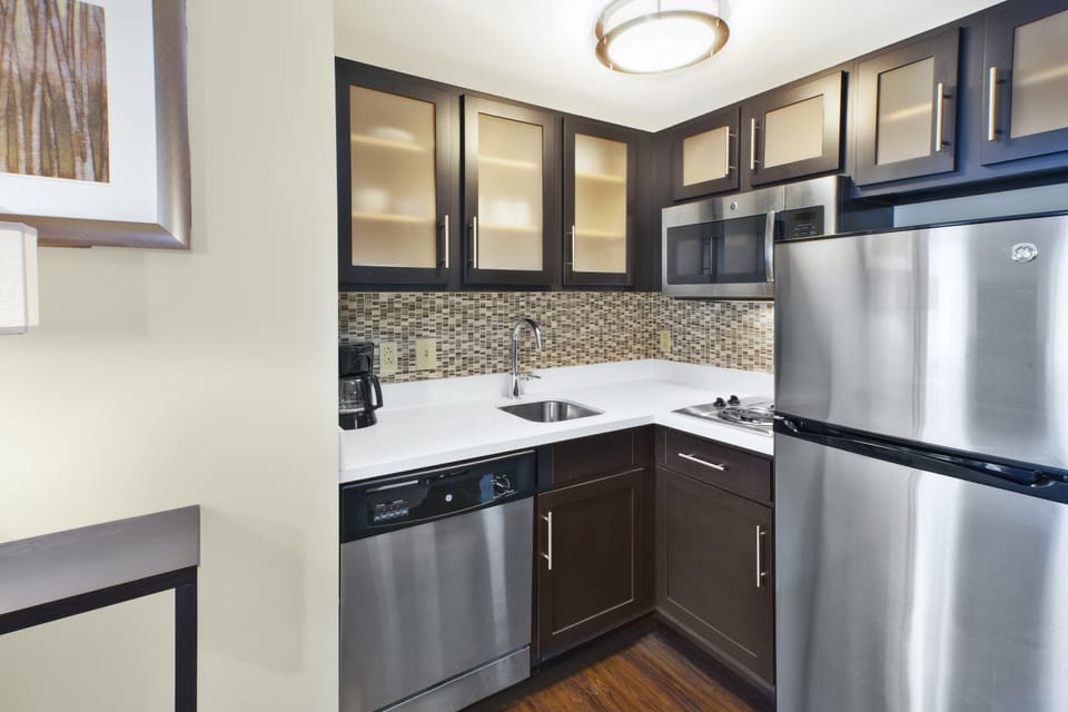 Curb your appetite by indulging on a snack in your kitchenette!