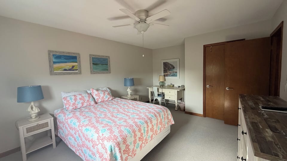 Upstairs queen bedroom with desk