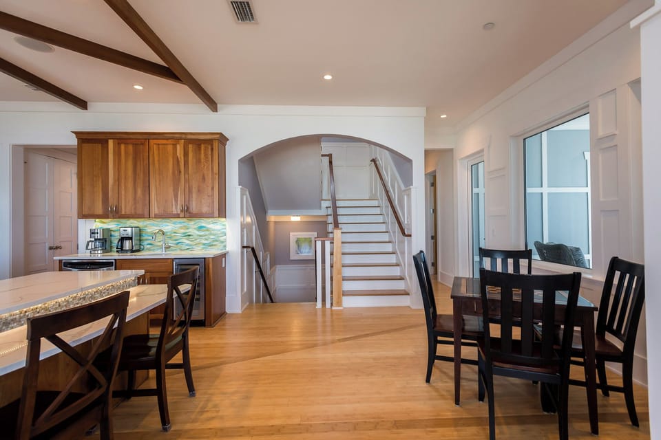 3rd FL Game Table, Stairway to 4th FL, Hall to Bdrms & Half Bath