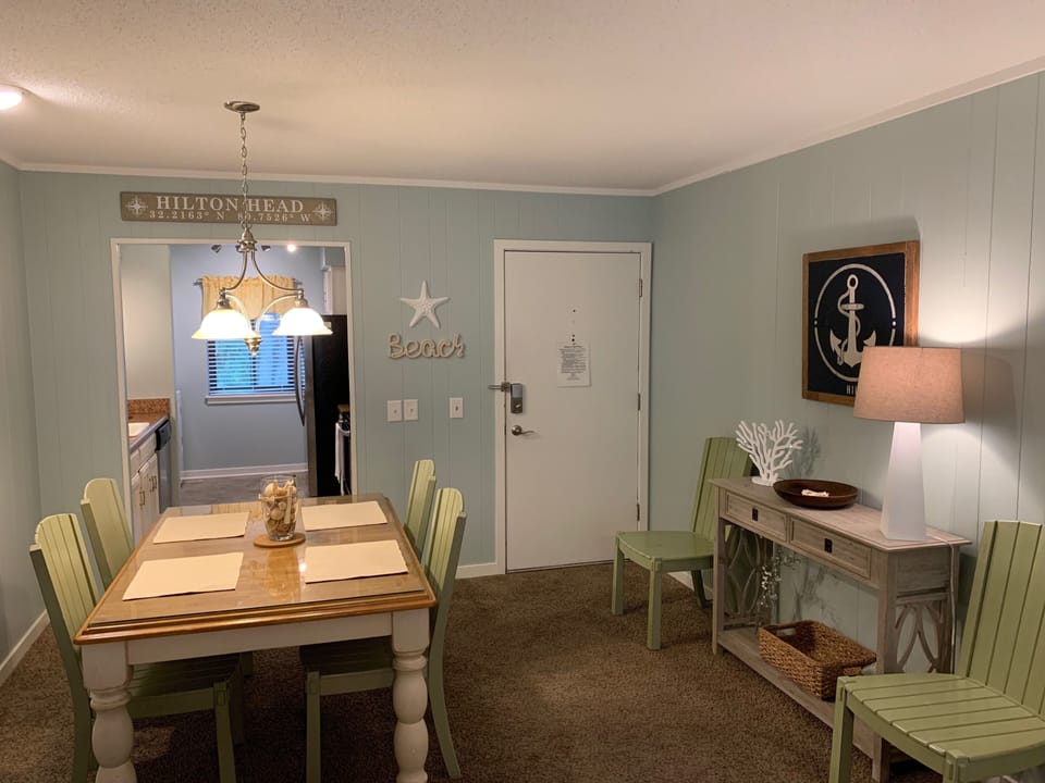 Entry area and dining room