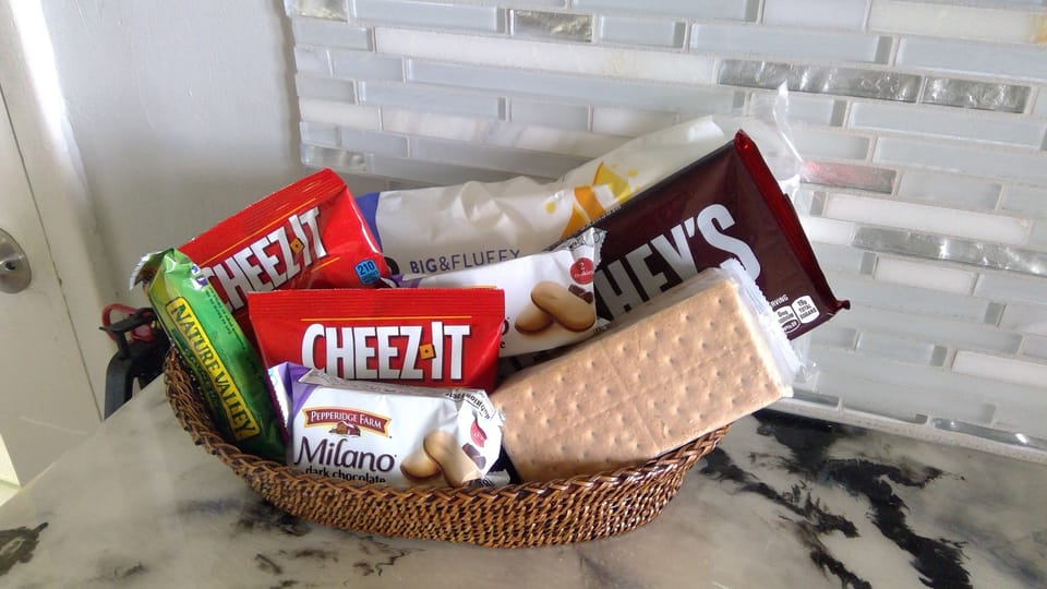 We welcome you with snacks, makings for S'mores, have a firepit prepared for you