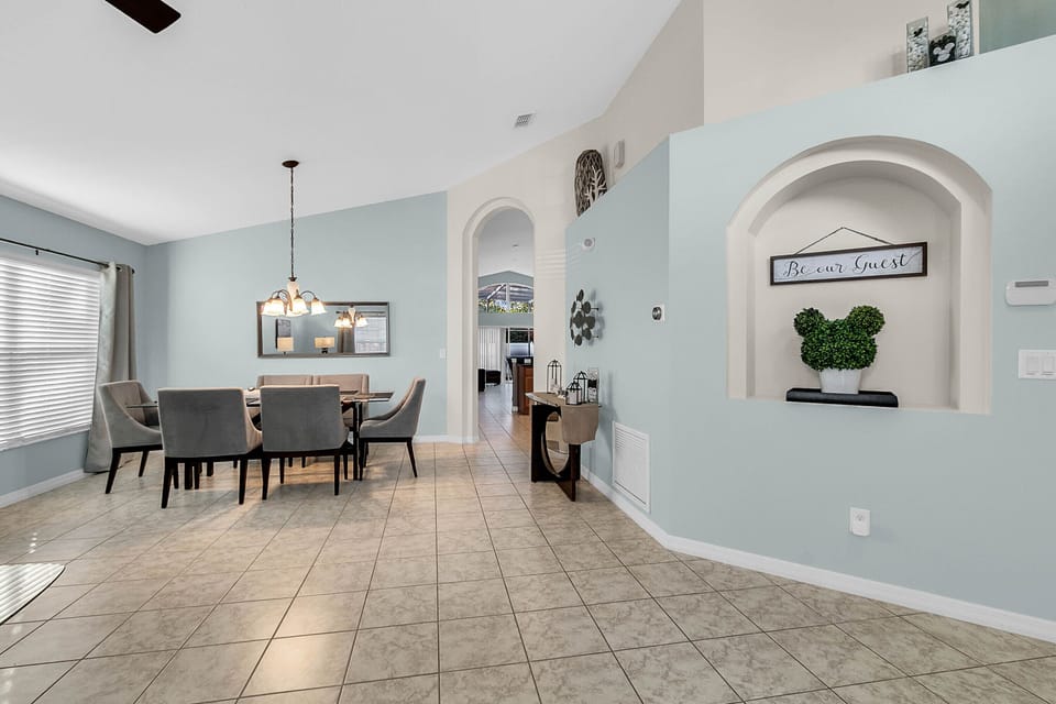 Large entryway and formal dining area