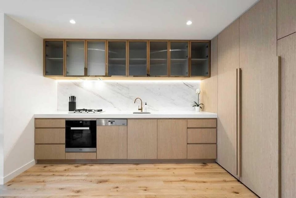 Spacious kitchen with oven, gas stovetop and dishwasher