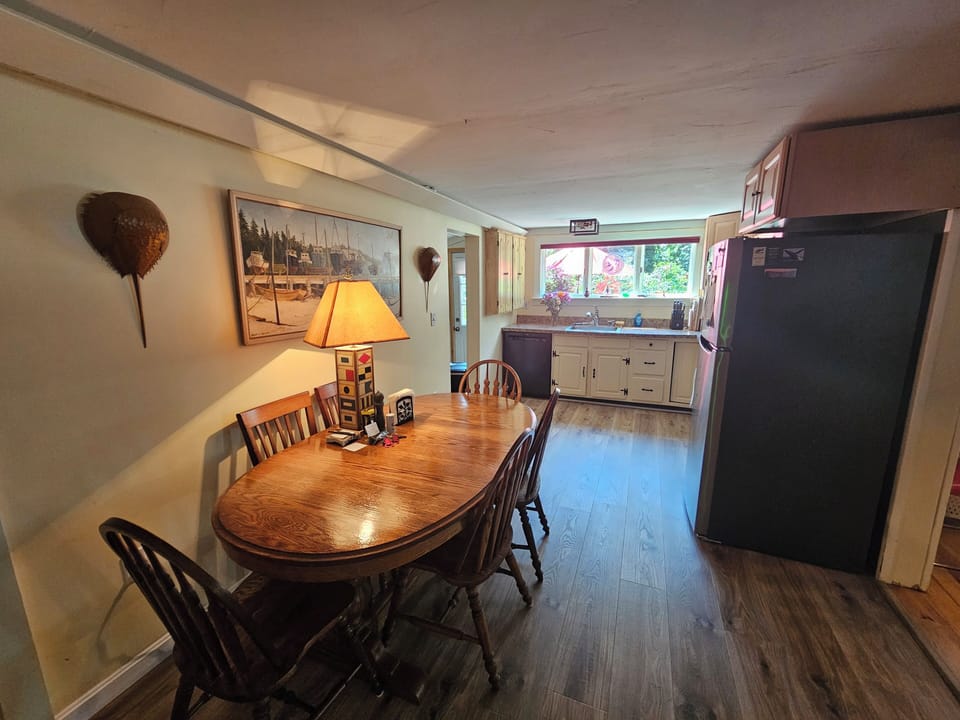 spacious kitchen seats 6 comfortably, new appliances
