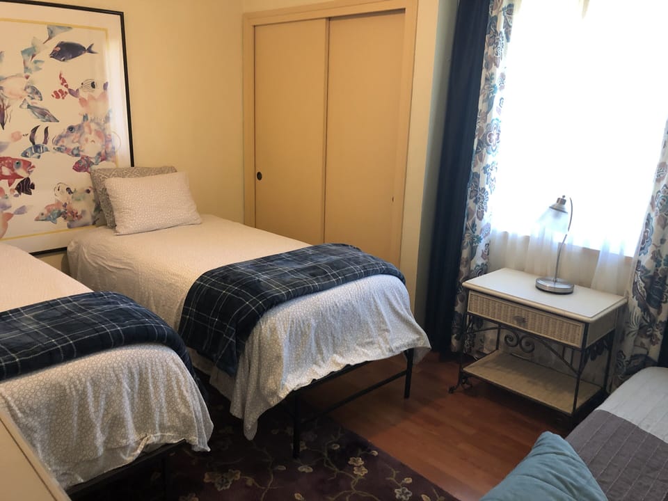 3rd bedroom with 3 beds and closet & dresser