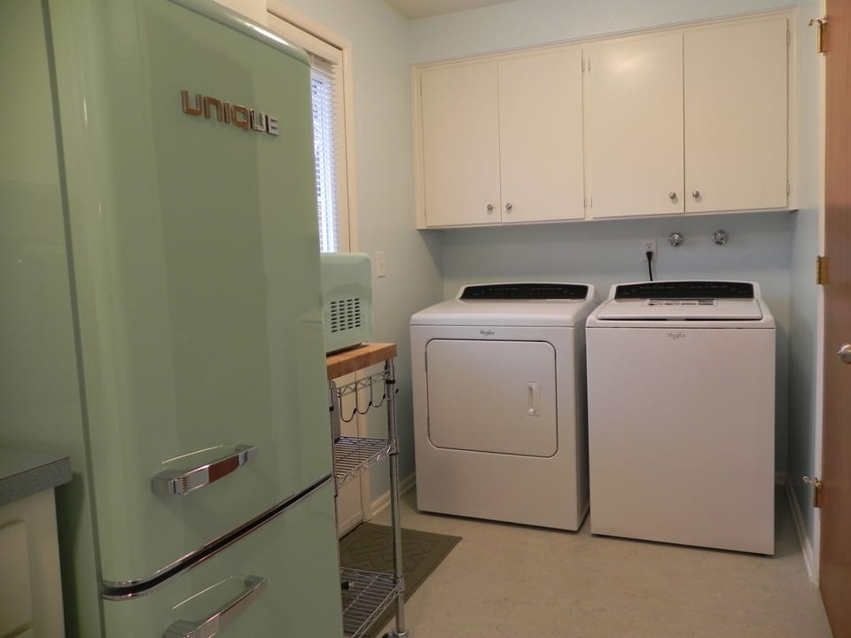 Vintage Refrigerator & Laundry Area