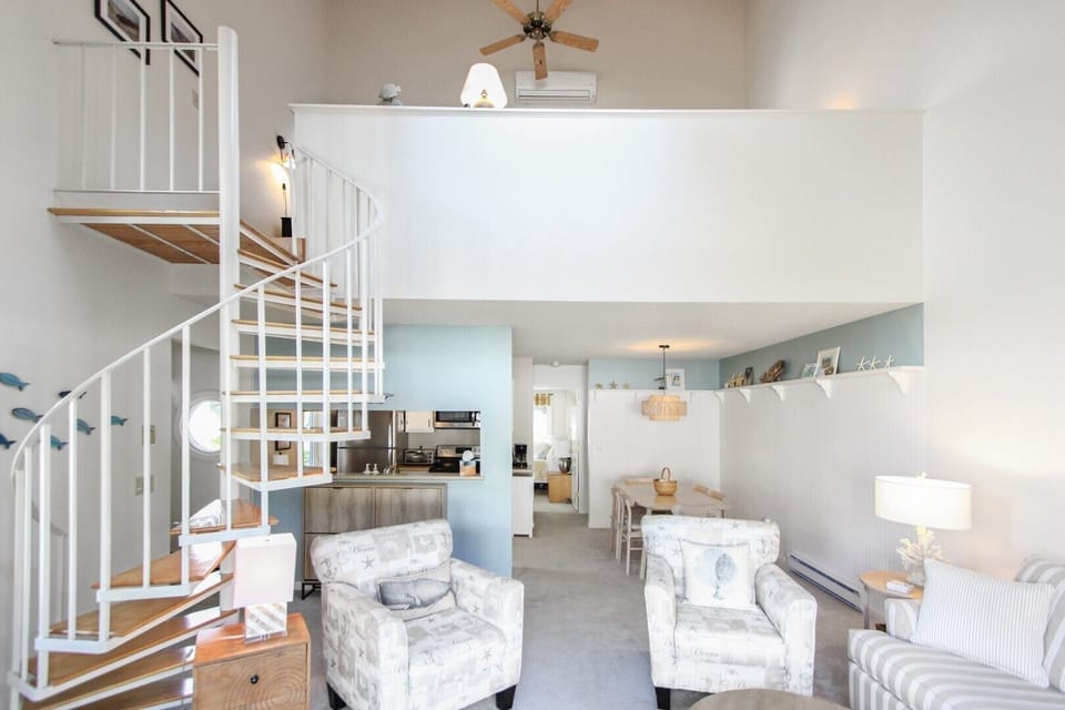 Living area leading upstairs