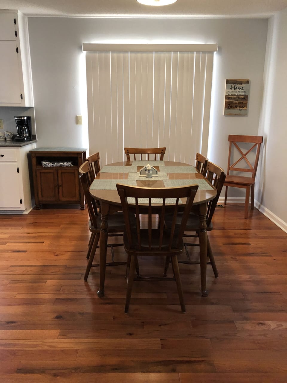 dining area with sliding glass doors to deck
