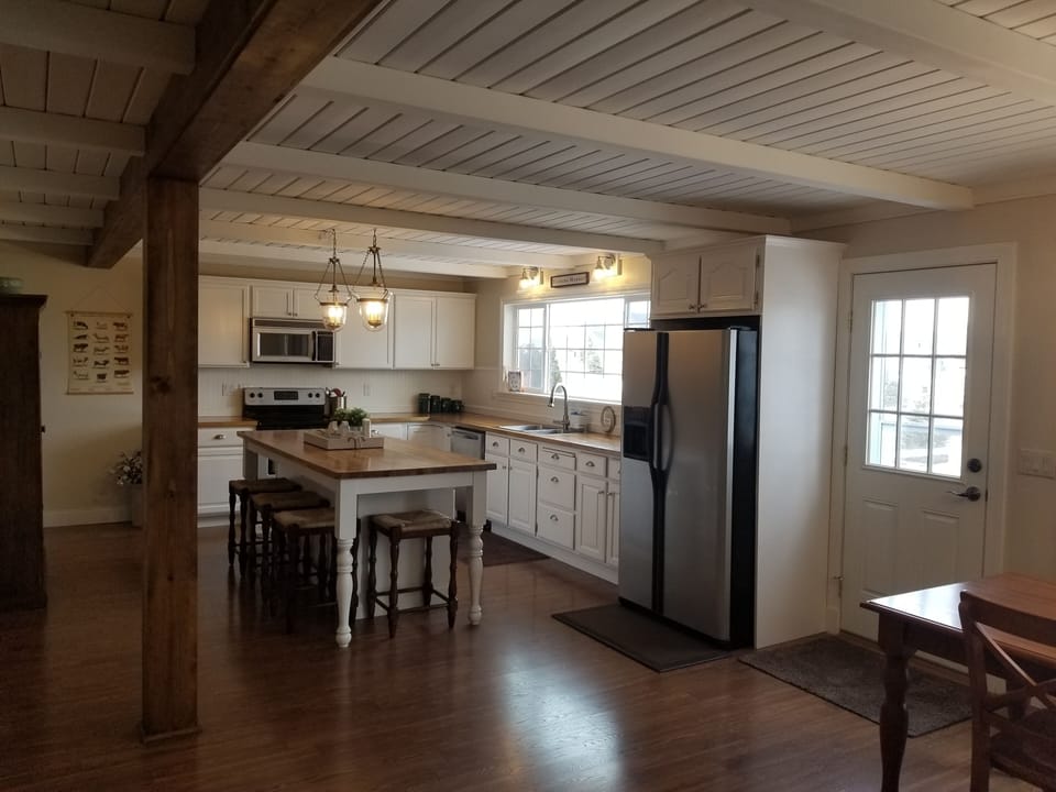 View from the front door.  Door on right leads to the large deck.