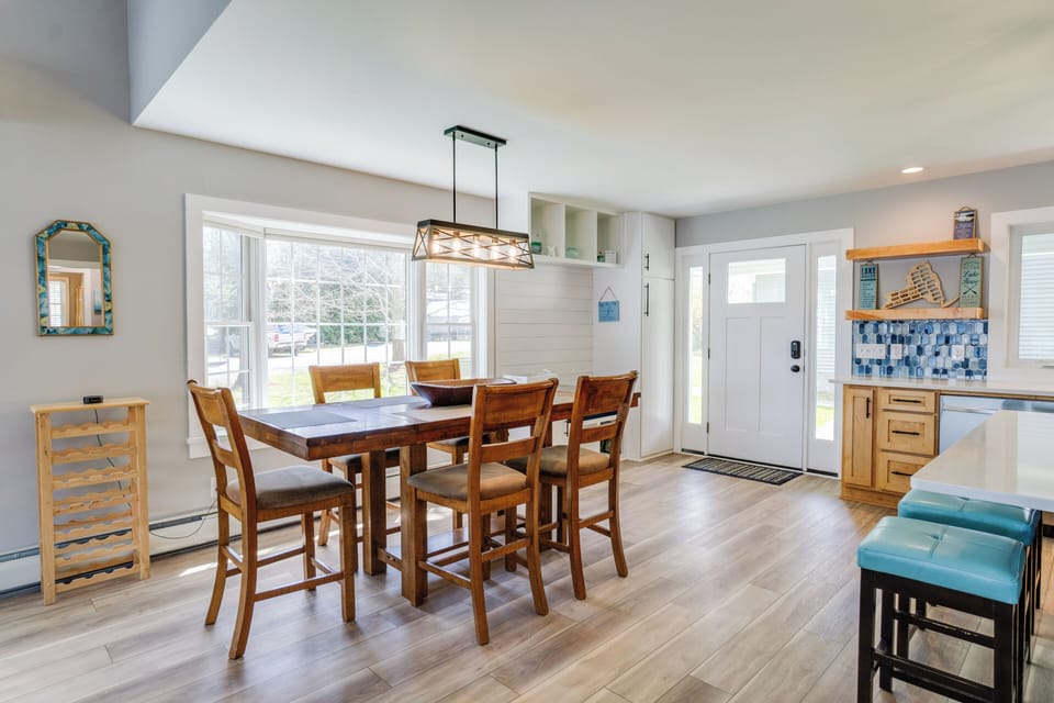 Dining area and front entry door