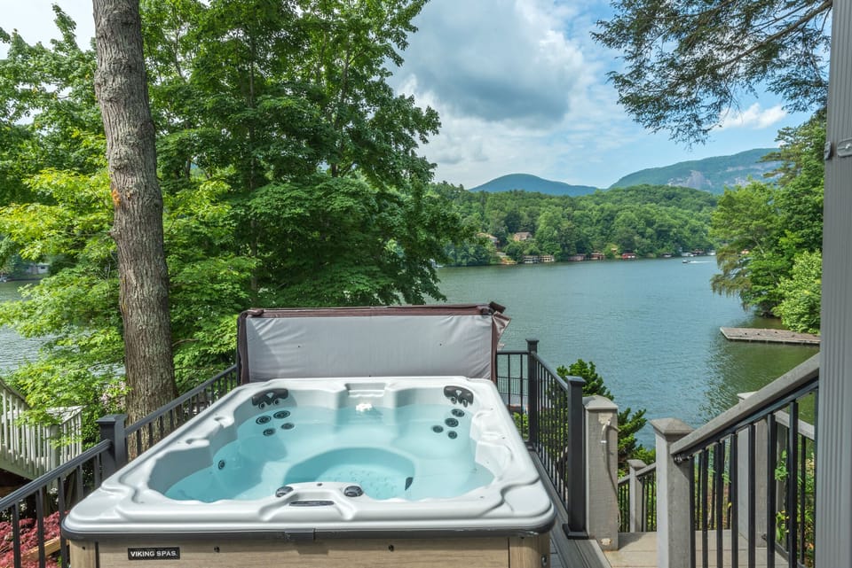 Soak in the hot tub while taking in the long-range lake & mountain views.