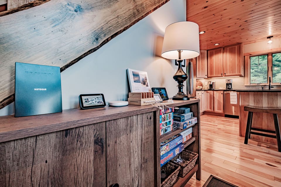 High speed internet throughout the house, Alexa music, and charging stations