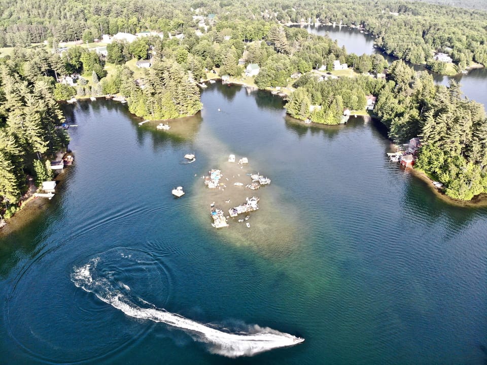 View of the sandbar, our property is just out of view in the lower left corner.
