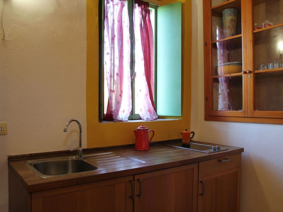 Brown, Kitchen Sink, Sink, Tap, Property, Cabinetry, Plumbing Fixture, Countertop, Window, Wood