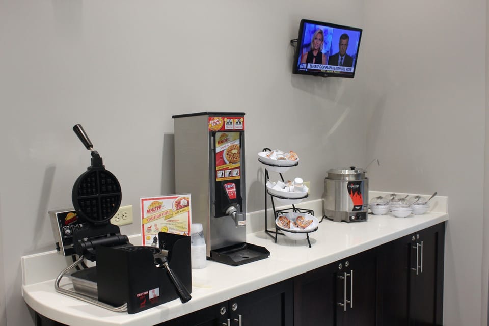 Take advantage of the complimentary breakfast.