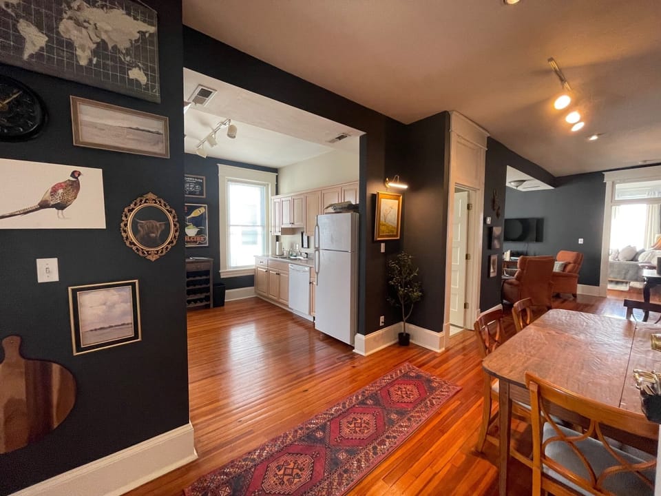 Kitchen/Dining, Living Room, and Full Hall Bath 