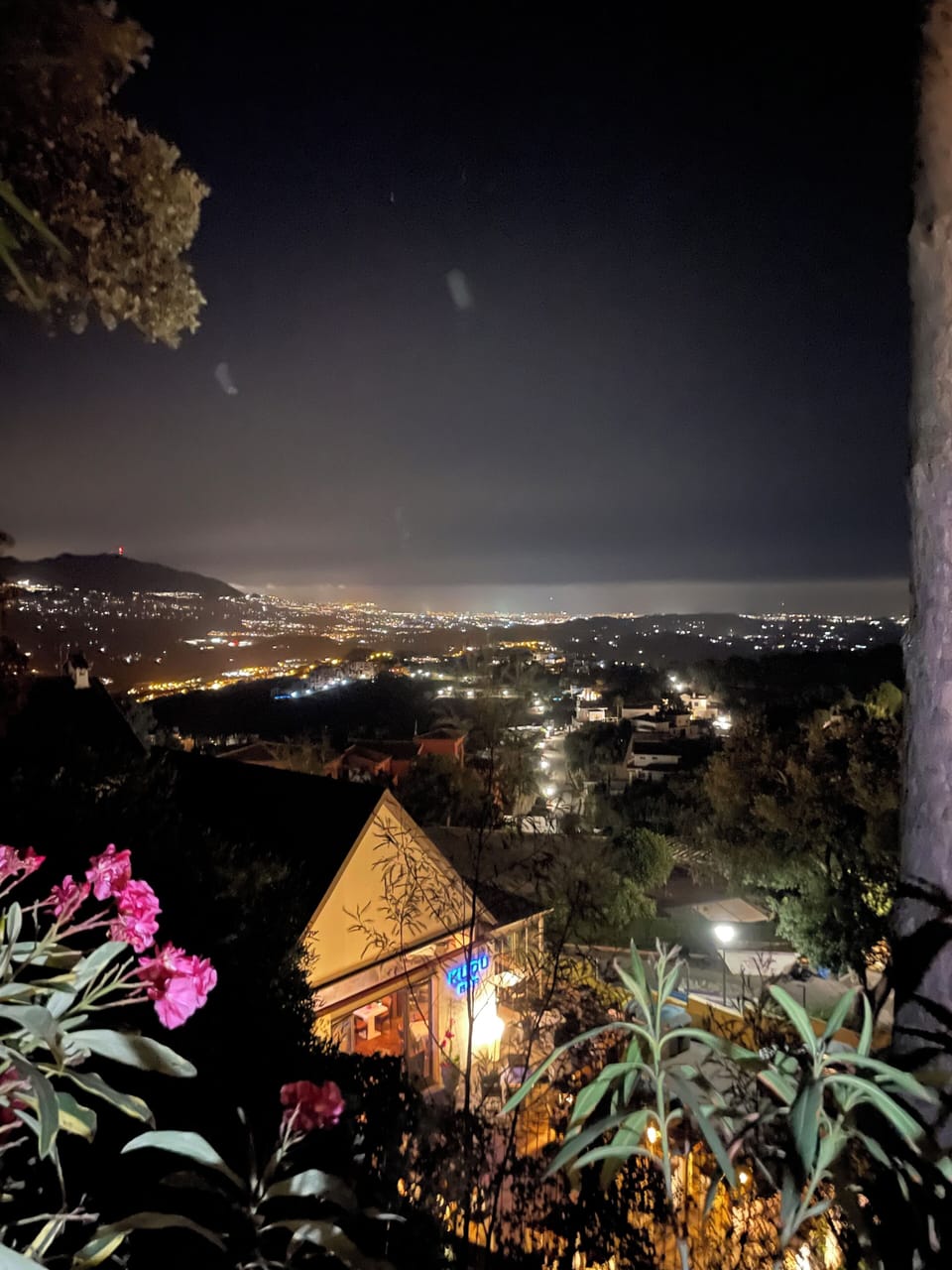 Night view by the pool