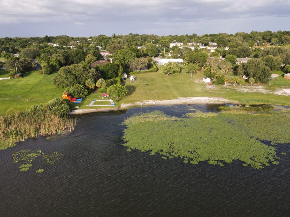 sky view of 4th of July set up before tree trimming