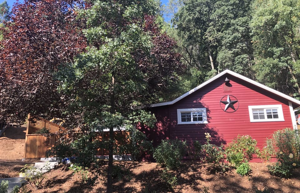 New fenced in front yard with picnic table, great spot for coffee in am.