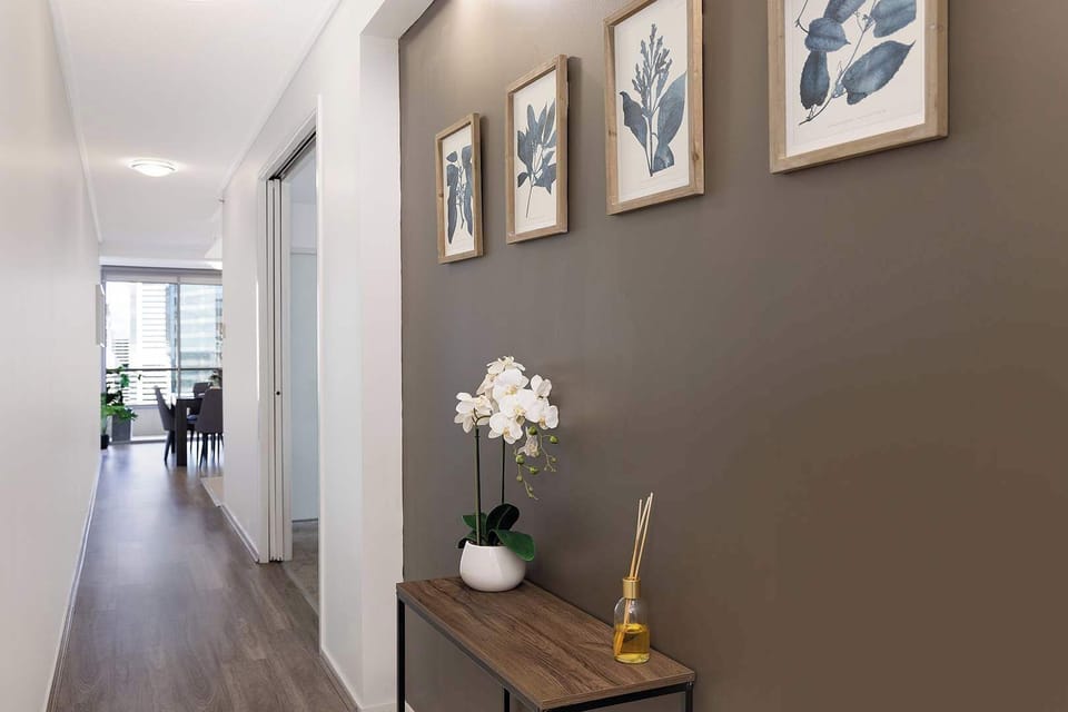 Internal hallway separating living areas from bedrooms