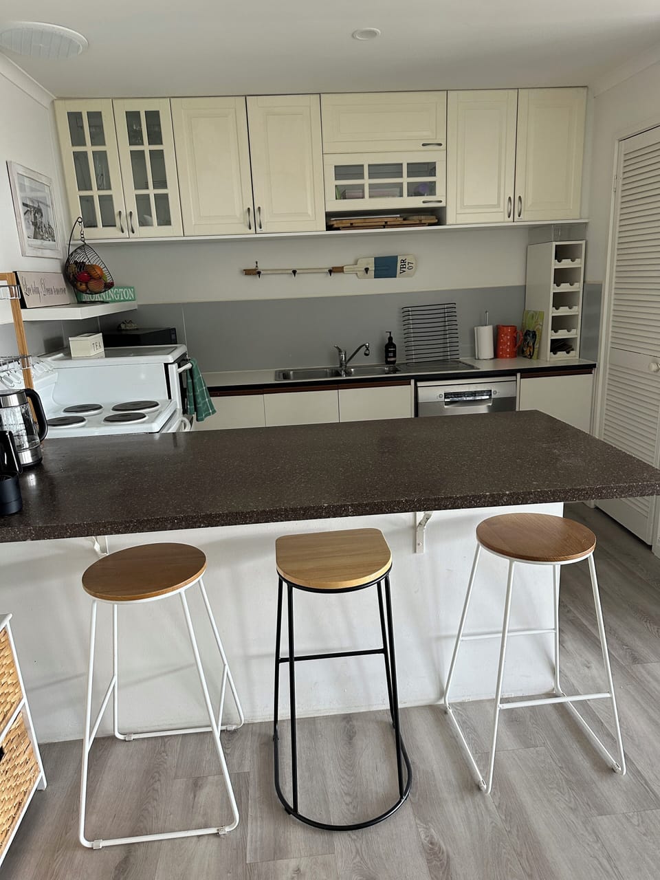 A fully appointed kitchen with all your needs for a comfortable stay.