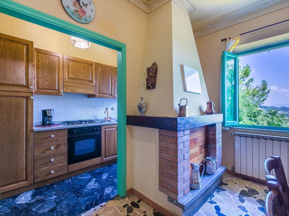 Cabinetry, Property, Countertop, Blue, Wood, Interior Design, Kitchen, Kitchen Appliance, Floor, Building