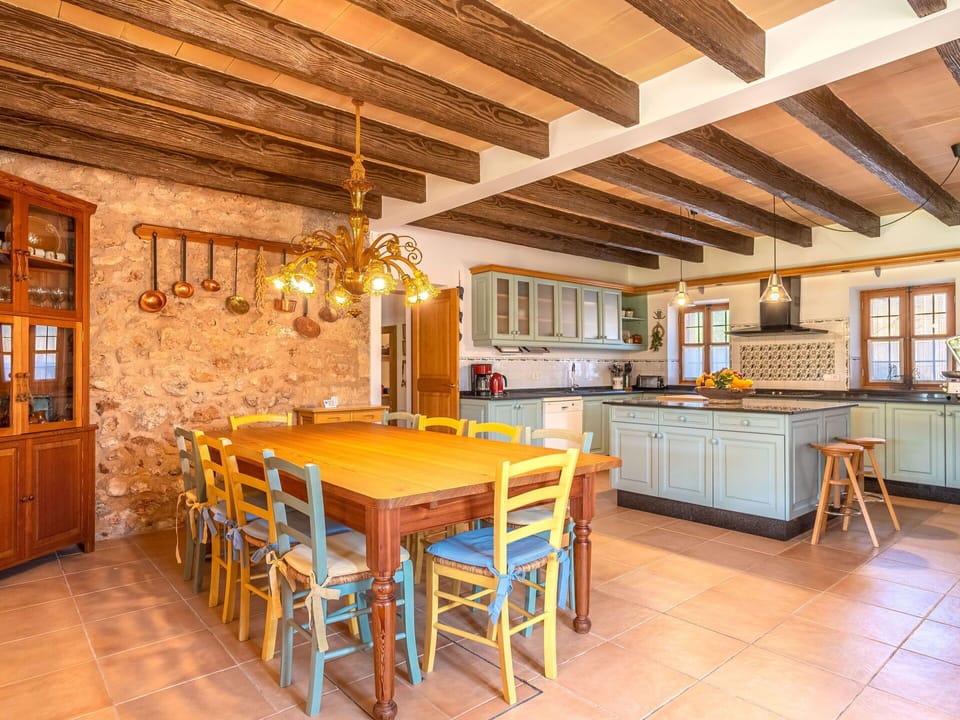 Table, Furniture, Wood, Lighting, Interior Design, Chair, Floor, Beam, Flooring, Kitchen