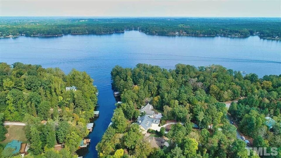 Our beautiful main lake cove
(House has brown roof on right side of cove)