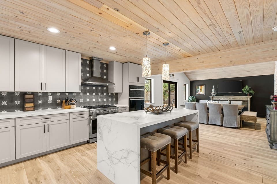 kitchen and large spacious dining room