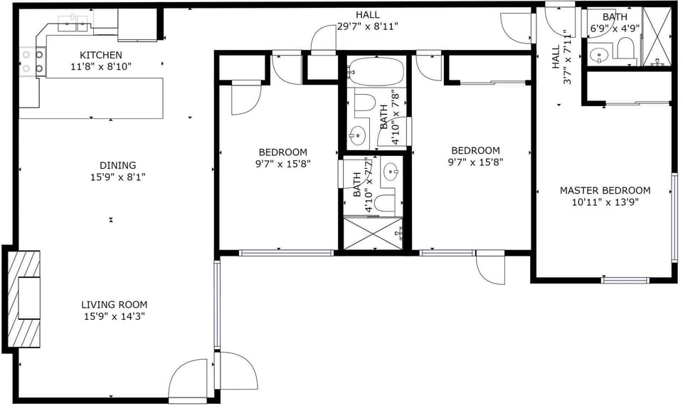 you will love the easy single level layout with nice quiet bedrooms separate from the living area!